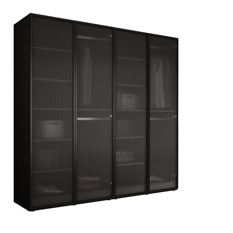 Szafa : Czarny grafit / Szkło Ryflowane, 200 x 200 x 51 cm