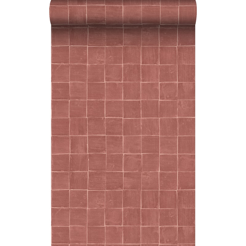 Tapeta flizelinowa z ekoteksturą motyw płytek terakota - 50 x 900 cm - ORIGIN