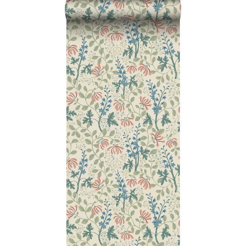 Tapeta kwiaty zielonymIw wielu kolorach - 53 cm x 10.05 m - BORASTAPETER