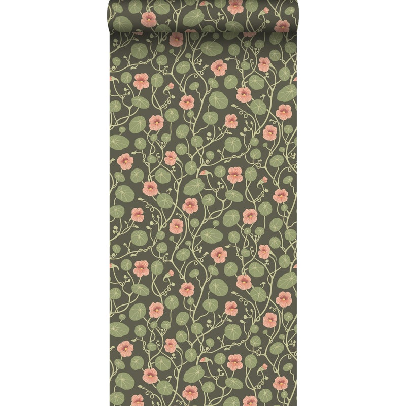 Tapeta kwiat lilii zielonymIróżowym - 53 cm x 10.05 m - BORASTAPETER