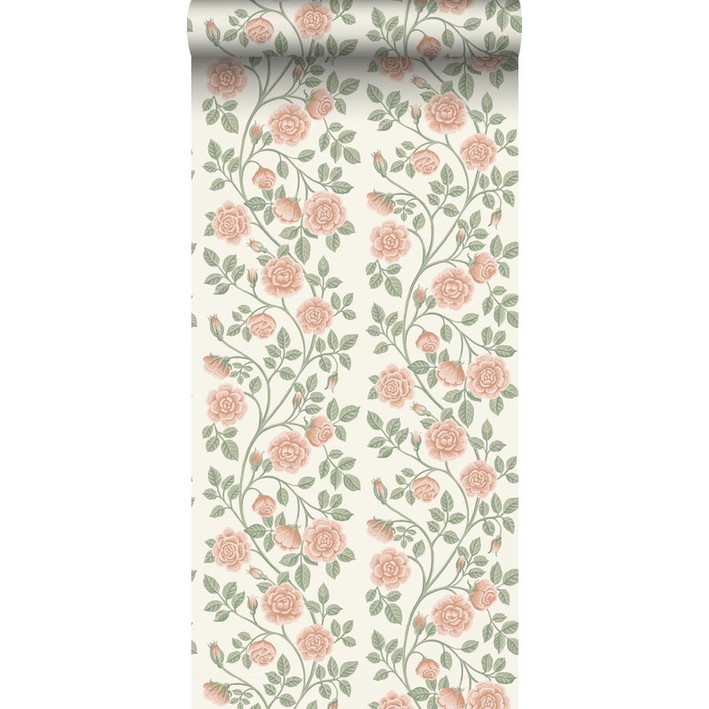 Tapeta kwiaty różowymIzielonym - 53 cm x 10.05 m - BORASTAPETER