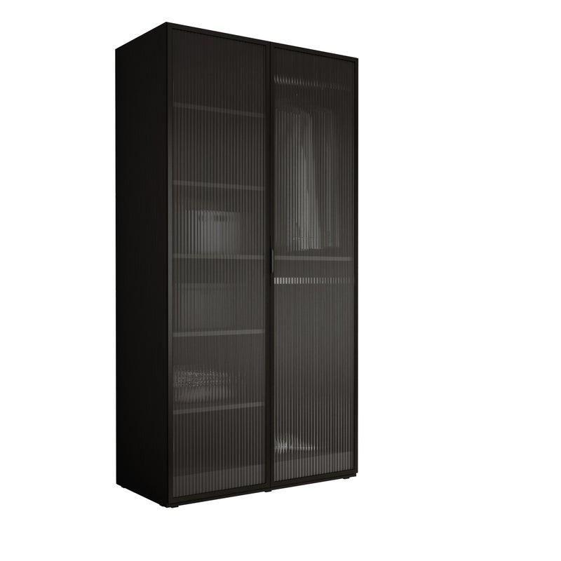 Szafa : Czarny grafit / Szkło Ryflowane, 100 x 200 x 51 cm