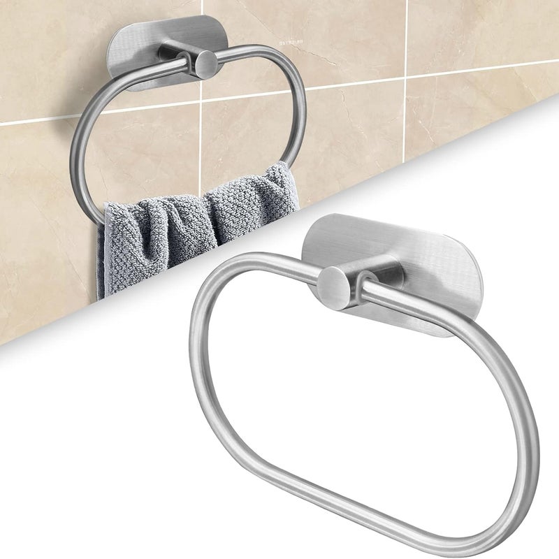 Samoprzylepny uchwyt na ręczniki ze stali nierdzewnej do łazienki, nierdzewny, ścienny, ze stali nierdzewnej 304, srebrny