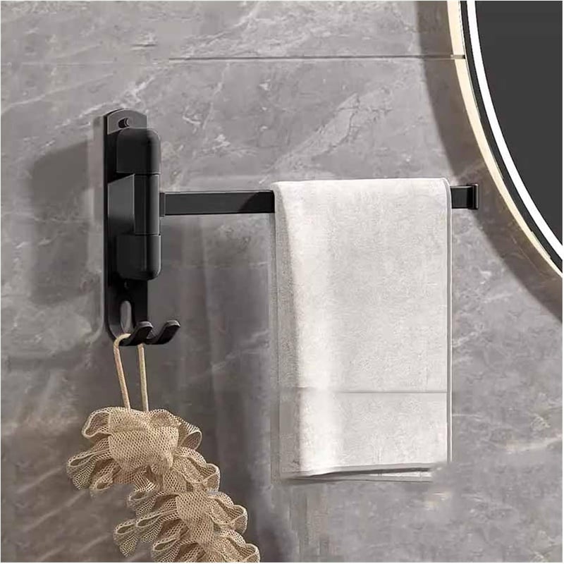 Samoprzylepny wieszak na ręczniki, nie wymaga wiercenia - Stal nierdzewna - Obrót o 180° - Z obrotowym ramieniem - Do łazienki, kuchni