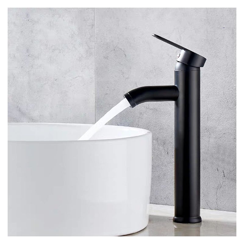 Bateria łazienkowa, wysokiej jakości bateria jednouchwytowa, odporna na zużycie, elegancki design retro z rurą doprowadzającą, czarna, wysokość 295 m