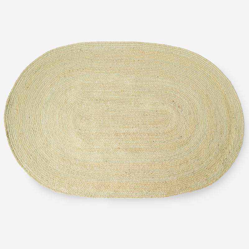 Owalny dywan jutowy zielony 120x180 cm Ręcznie wykonany i wytrzymały