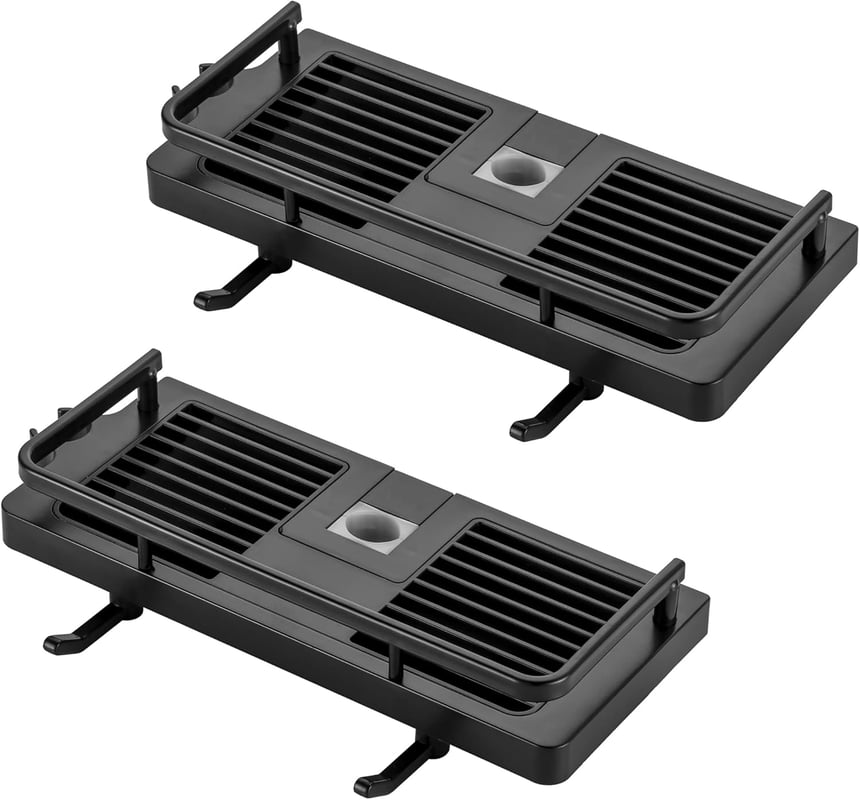 Półka prysznicowa, mydelniczka, przechowywanie w łazience, nie wymaga wiercenia, montaż na ścianie, nierdzewna, samoprzylepna, czarna, 24 mm-25 mm