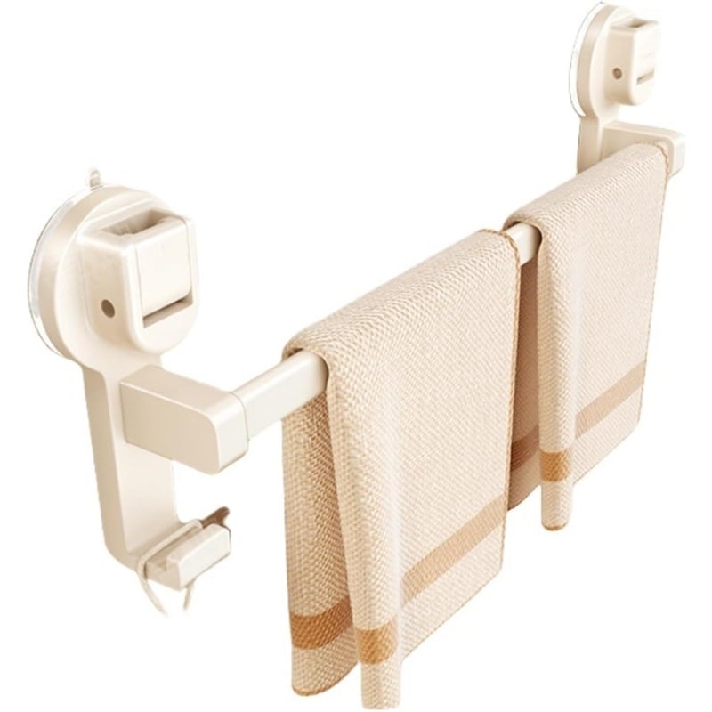 Wieszak na ręczniki z przyssawką, zdejmowany wieszak na ręczniki łazienkowy, ścienny, pojedynczy drążek, mlecznobiały, 40 cm