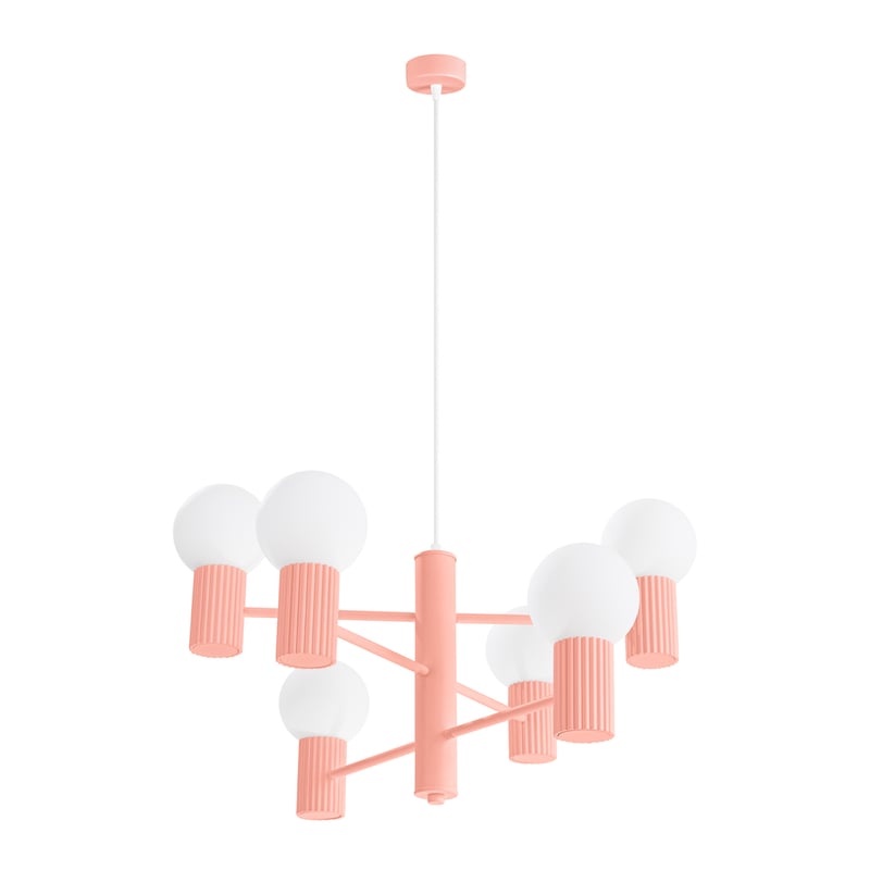 Żyrandol HALO 6 brzoskwiniowy ryflowany