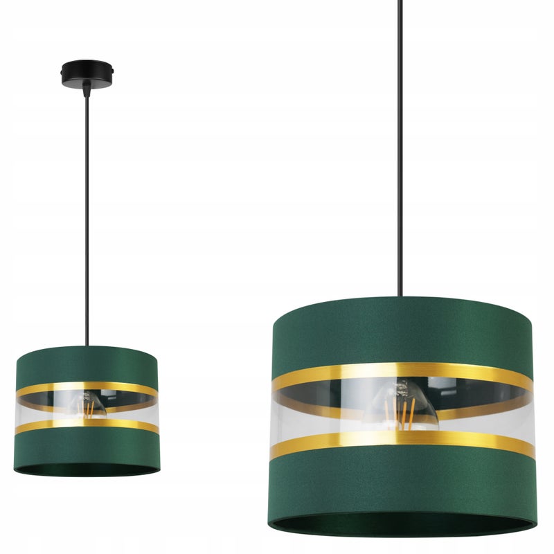 Lampa sufitowa wisząca Elegance Gold modern 1xE27 abażur walec czarno/zielony Light Home LH