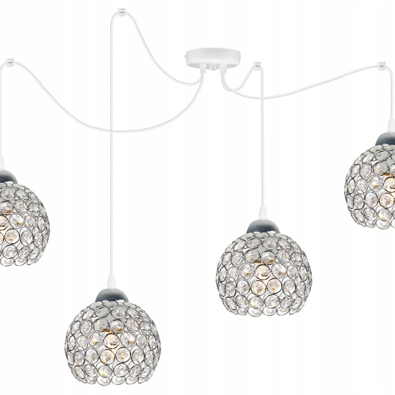 Lampa sufitowa wisząca Spider Crystal glam 4xE27 abażur półkulisty kryształowy transparentny Light Home LH
