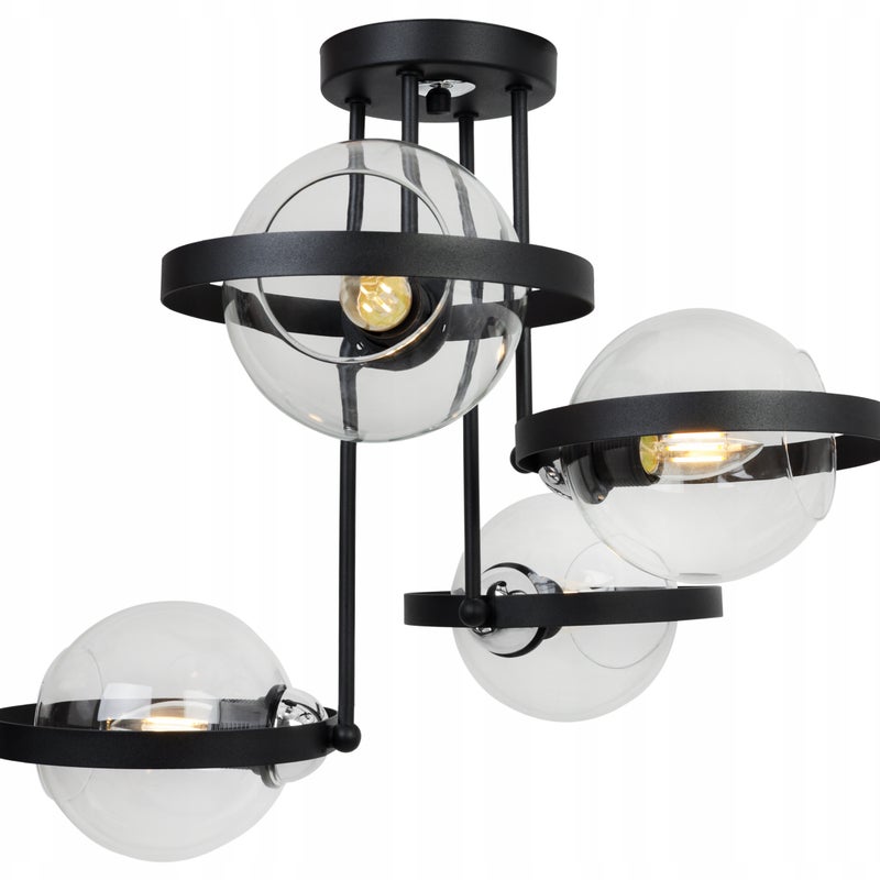 Lampa sufitowa wisząca Ring Haga modern 4xE27 abażur kula transparentna Light Home LH