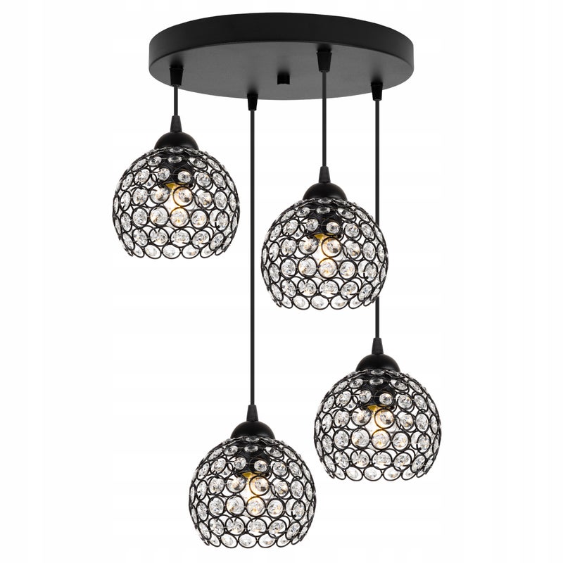 Lampa sufitowa wisząca modern Crystal 4xE27 klosz kula kryształowa grafitowa Light Home LH