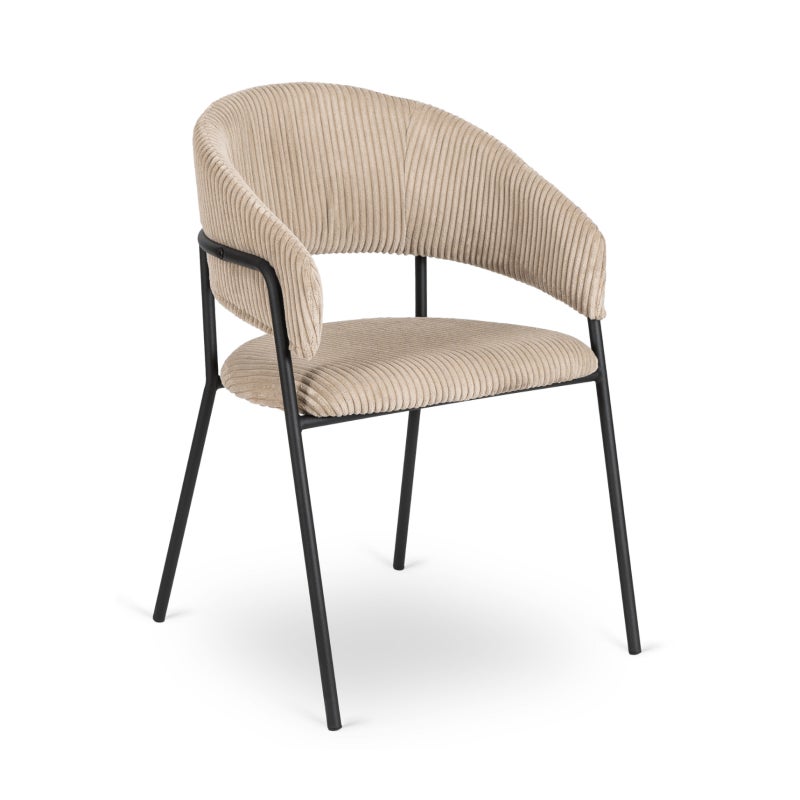 Krzesło Sztruksowe Tapicerowane Loftowe Do Salonu Jadalni Beżowe TINKA