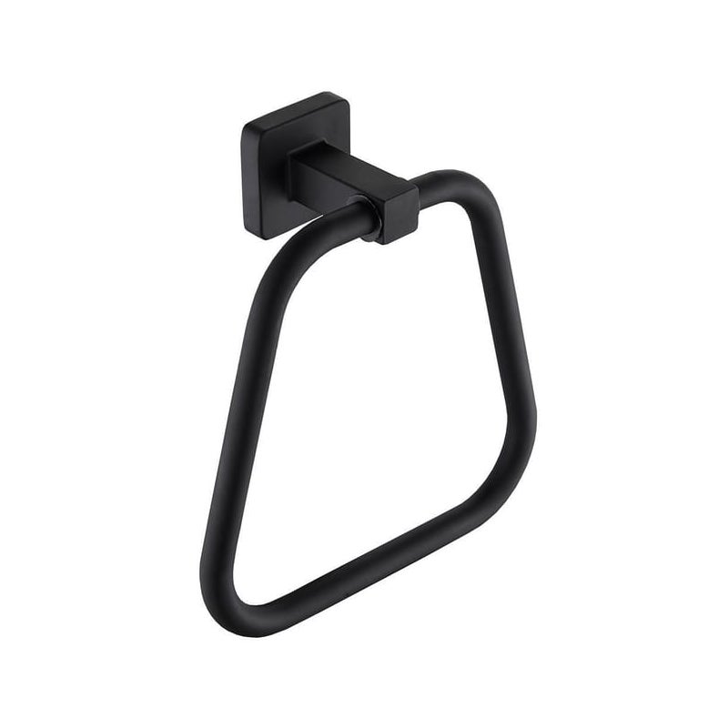Matowo-czarny, trapezowy wieszak na ręczniki ze stali nierdzewnej. Ten ścienny wieszak na ręczniki oferuje nowoczesny akcent.