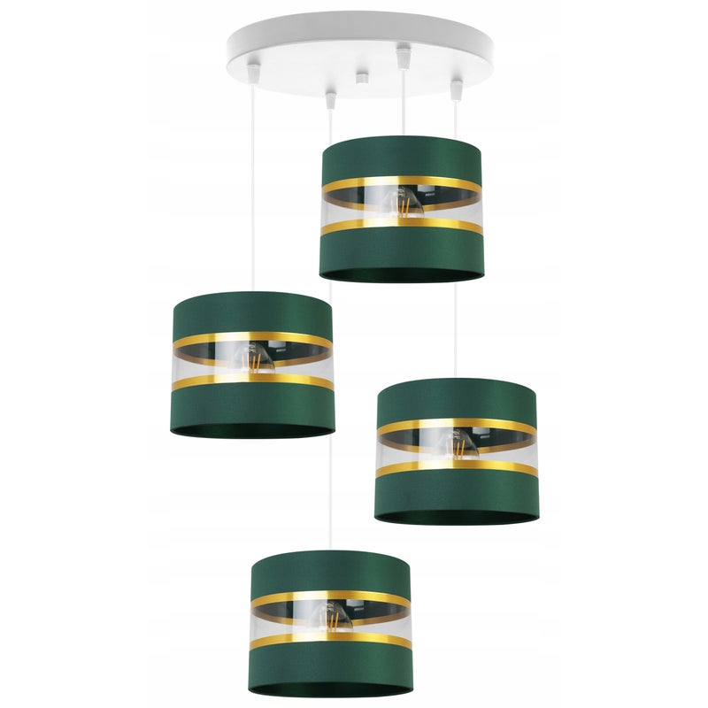 Lampa sufitowa wisząca Elegance Gold modern 4xE27 abażur walec biało/zielony Light Home LH