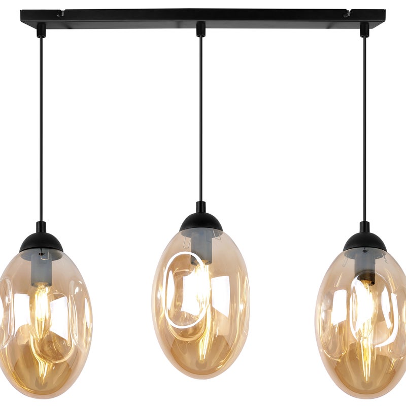 Lampa sufitowa wisząca Vigo modern 3xE14 abażur owalny miodowy Light Home LH