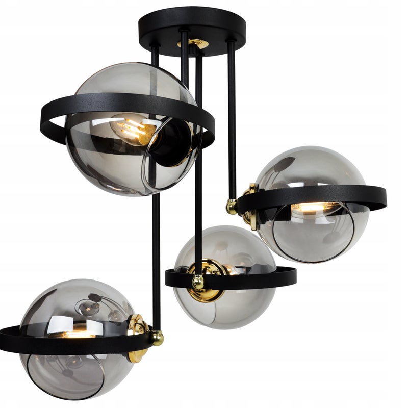 Lampa sufitowa wisząca Ring modern 4xE27 abażur kula grafitowa Light Home LH