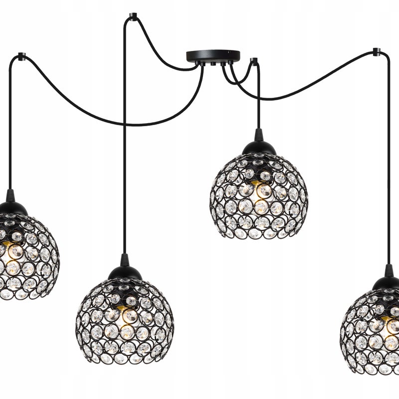 Lampa sufitowa wisząca Spider Crystal elegance 4xE27 abażur kryształ grafitowy Light Home LH
