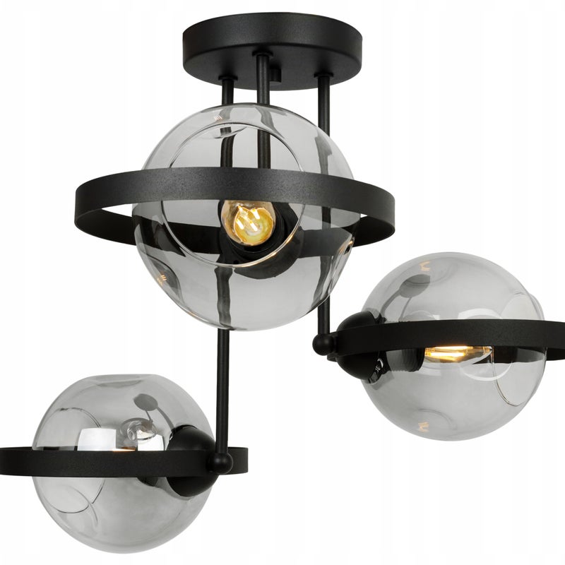 Lampa sufitowa wisząca Ring Rio modern 3xE27 abażur kule grafitowe Light Home LH