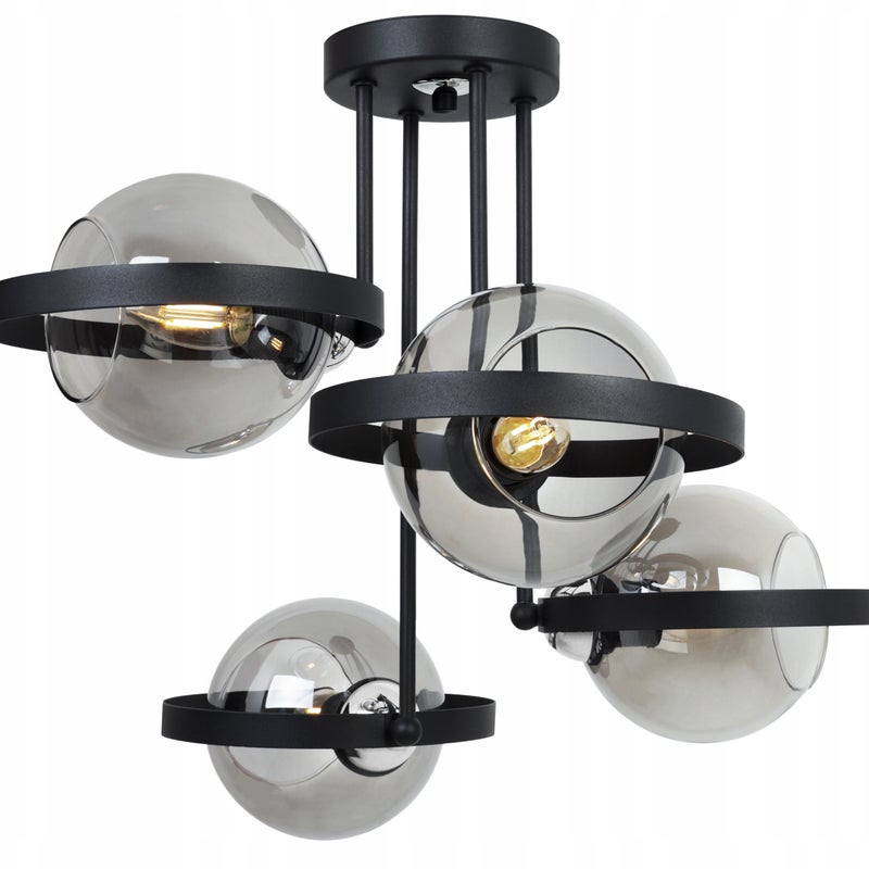 Lampa sufitowa wisząca Ring Haga modern 4xE27 abażur kula grafitowa Light Home LH