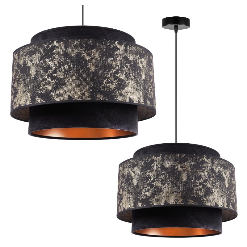 Lampa sufitowa wisząca Werona Duo modern 1xE27 abażur asymetryczny owalny złoty Light Home LH