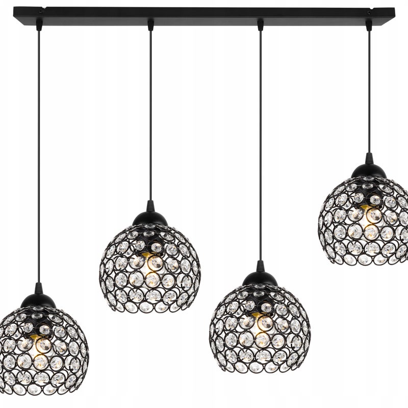 Lampa sufitowa wisząca modern Crystal 4xE27 klosz kula kryształowa grafitowa Light Home LH