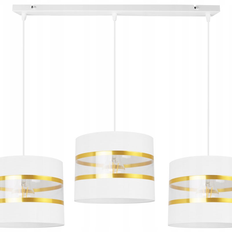 Lampa sufitowa wisząca Elegance Gold modern 3xE27 abażur walec biały Light Home LH