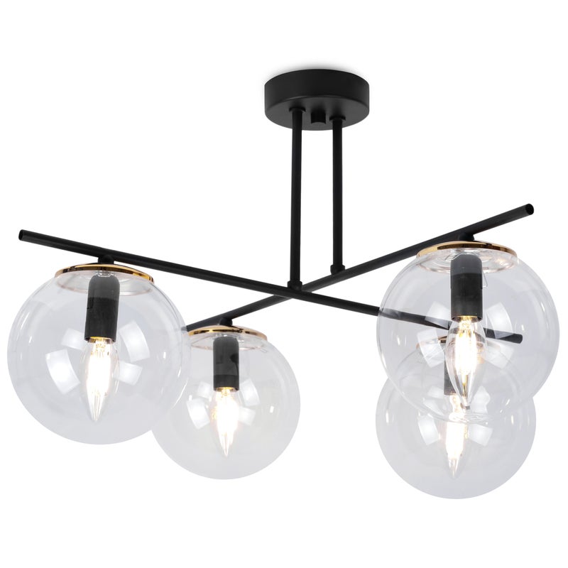 Lampa sufitowa wisząca Modena modern 4xE27 abażur kula transparentna/złota Light Home LH