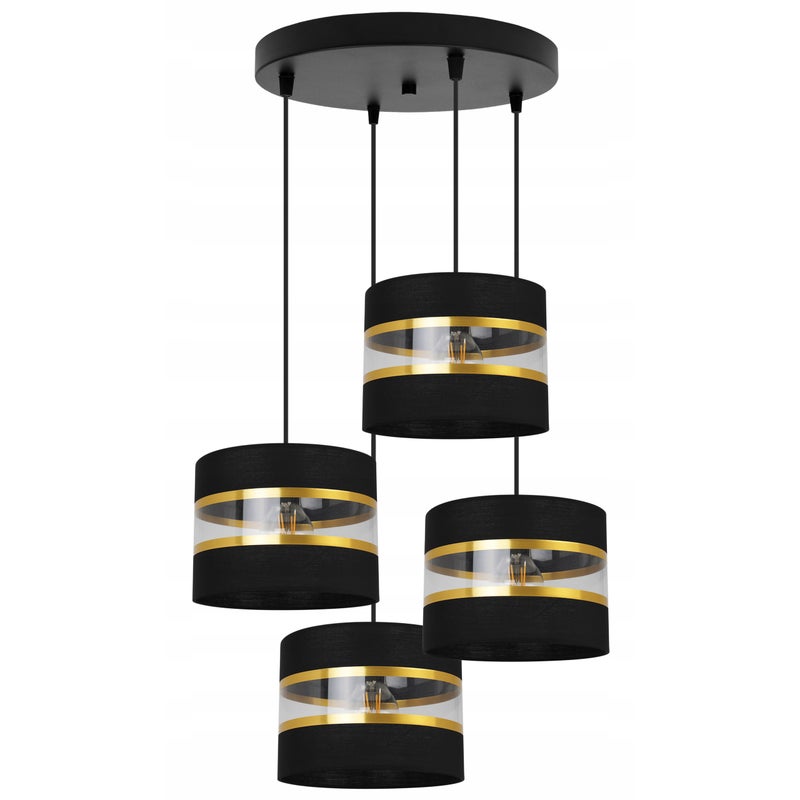 Lampa sufitowa wisząca Elegance Gold modern 4xE27 abażur walec czarny Light Home LH