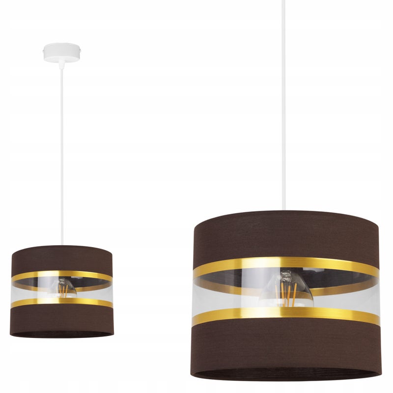 Lampa sufitowa wisząca Elegance Gold boho 1xE27 abażur walec biało/brązowy Light Home LH