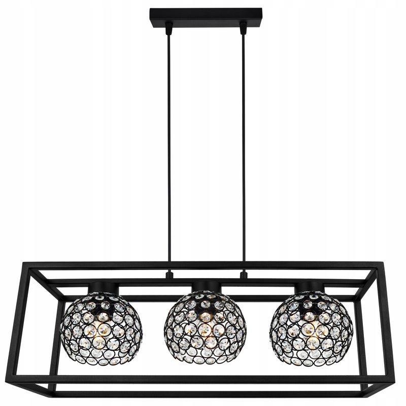 Lampa sufitowa wisząca Crystal Cage modern 3xE27 abażur kule kryształowe grafitowe Light Home LH