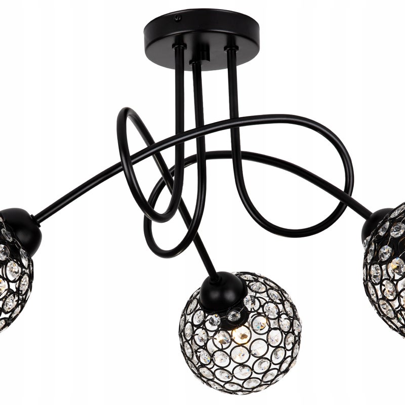 Lampa sufitowa żyrandol Crystal 3xE27 klosz kula kryształowa grafitowa Light Home LH