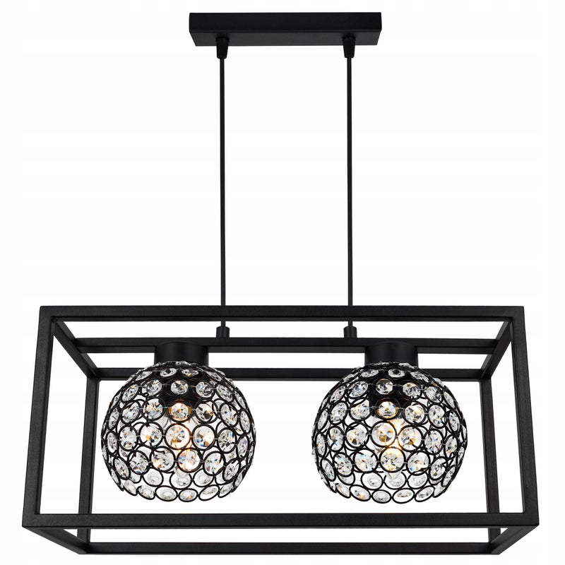 Lampa sufitowa wisząca Crystal Cage modern 2xE27 abażur kule kryształowe grafitowe Light Home LH