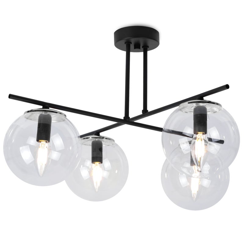 Lampa sufitowa wisząca Modena modern 4xE27 abażur kula transparentna/srebrna Light Home LH