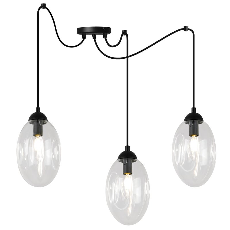 Lampa sufitowa wisząca Vigo Spider modern 3xE14 abażur owalny transparentny Light Home LH