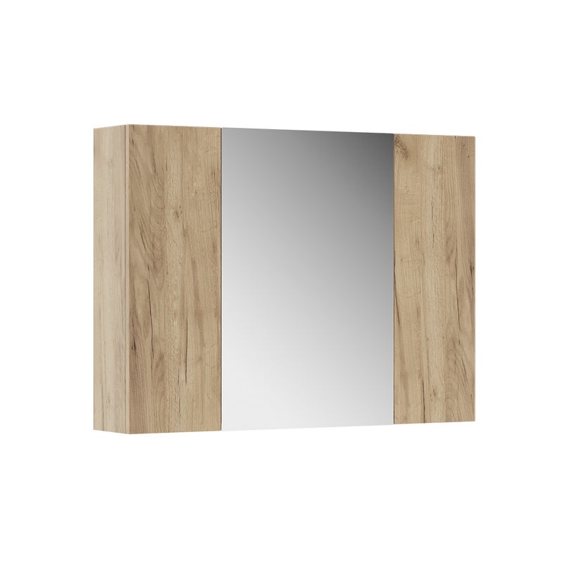 Vicco Szafka z lustrem w łazience Leopold, Złoty dąb energetyczny, 80 x 59.2 cm z półkami