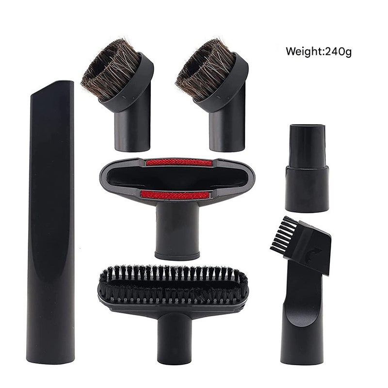 Szczotka do odkurzacza, 7-częściowy zestaw do czyszczenia gospodarstwa domowego, uniwersalne akcesoria do odkurzaczy z włosia końskiego, czarna
