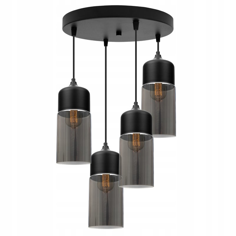 Lampa sufitowa wisząca Oslo modern 4xE27 abażur walec grafitowy Light Home LH