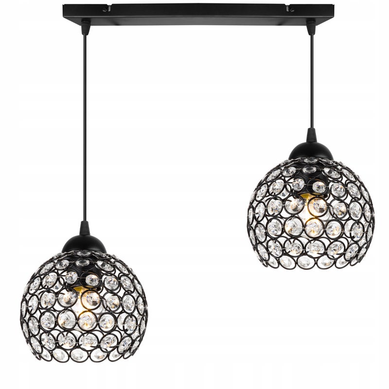 Lampa sufitowa wisząca glam Crystal 2xE27 klosz kula kryształowa grafitowa Light Home LH
