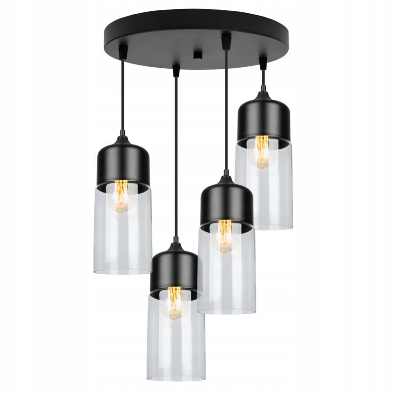 Lampa sufitowa wisząca Oslo modern 4xE27 abażur walec transparentny Light Home LH