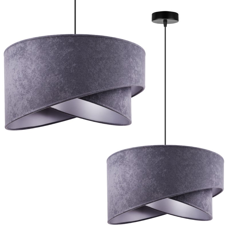 Lampa sufitowa wisząca Mediolan modern 1xE27 abażur asymetryczny owalny srebrny Light Home LH