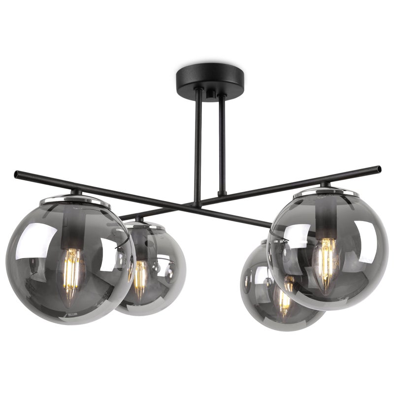 Lampa sufitowa wisząca Modena modern 4xE14 abażur kula srebrna/grafitowa Light Home LH