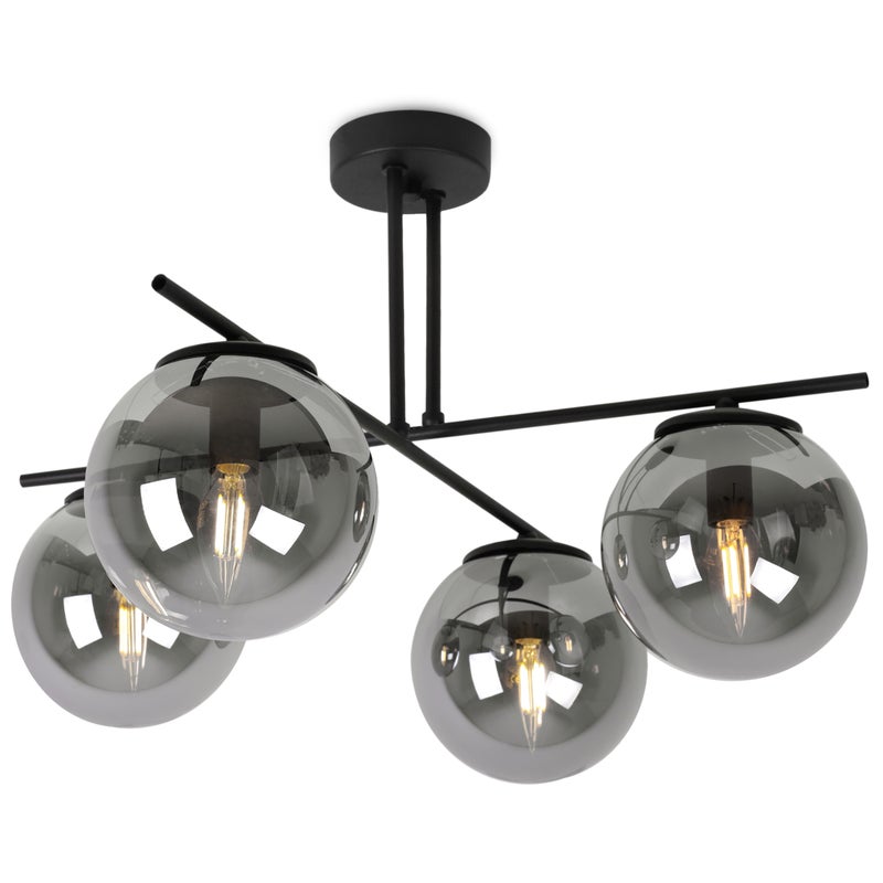 Lampa sufitowa wisząca Modena modern 4xE14 abażur kula grafitowa Light Home LH