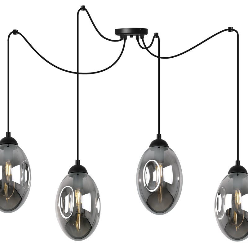 Lampa sufitowa wisząca Vigo Spider modern 4xE14 abażur owalny grafitowy Light Home LH