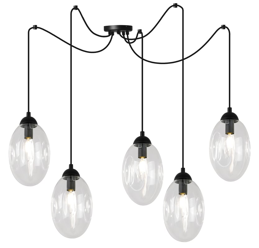 Lampa sufitowa wisząca Vigo Spider modern 5xE14 abażur owalny transparentny Light Home LH