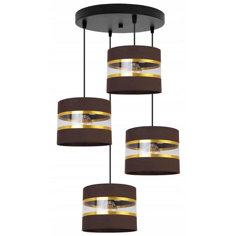Lampa sufitowa wisząca Elegance Gold modern 4xE27 abażur walec czarno/brązowy Light Home LH