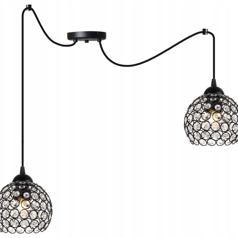 Lampa sufitowa wisząca Spider Crystal elegance 2xE27 abażur kryształ grafitowy Light Home LH