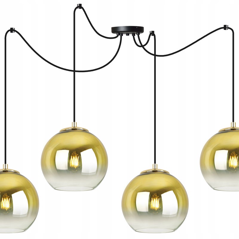 Lampa sufitowa wisząca Spider Beren Gold modern 4xE27 15cm abażur kula złota Light Home LH
