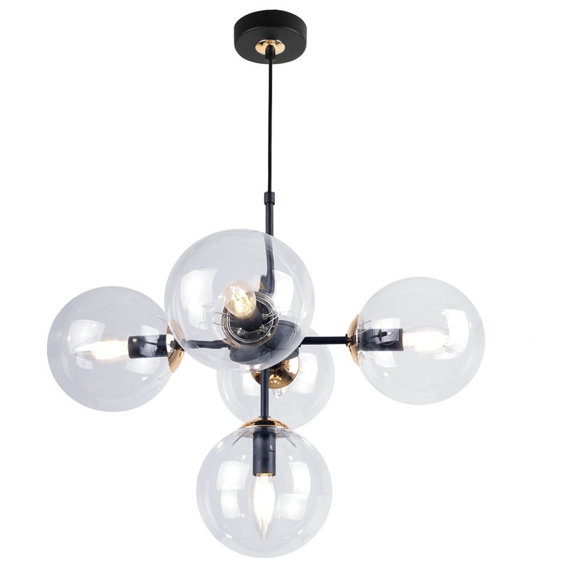 Lampa sufitowa wisząca Imperia modern 5xE14 abażur kula złota/transparentna Light Home LH